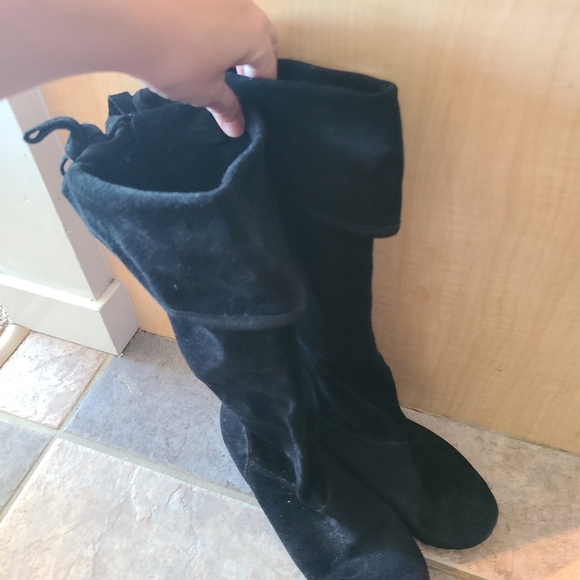 Aldo black Y2K suede pirate boots with back laces size 38 - Picture 4 of 9